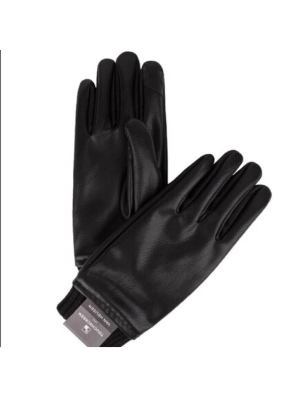 Men's Van Heusen Black Faux-Leather Touchscreen Gloves L/XL